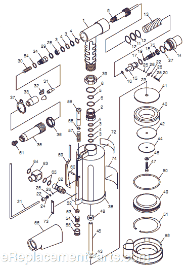 Page A Diagram and Parts List for CP884 T024289 Chicago Pneumatic Riveter